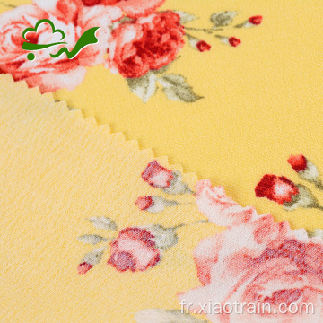 Tissu de rayonne viscose crêpe uni tissé à fleurs imprimées